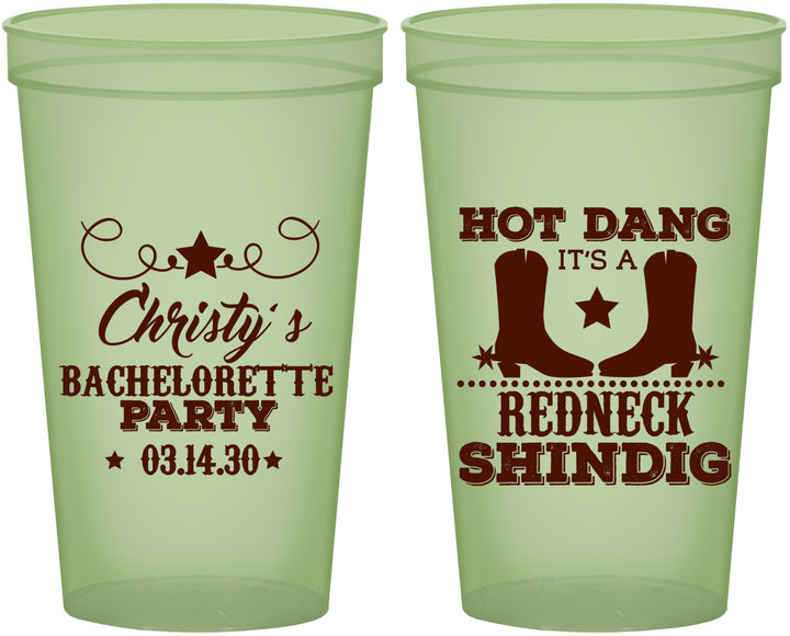 Custom Bachelorette 22 oz Glow In The Dark Cups - Redneck Shindig | 60100