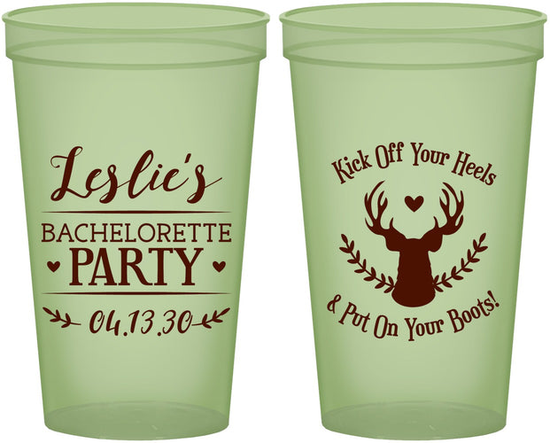 Custom Bachelorette 22 oz Glow In The Dark Cups - Deer Heels Boots | 60102