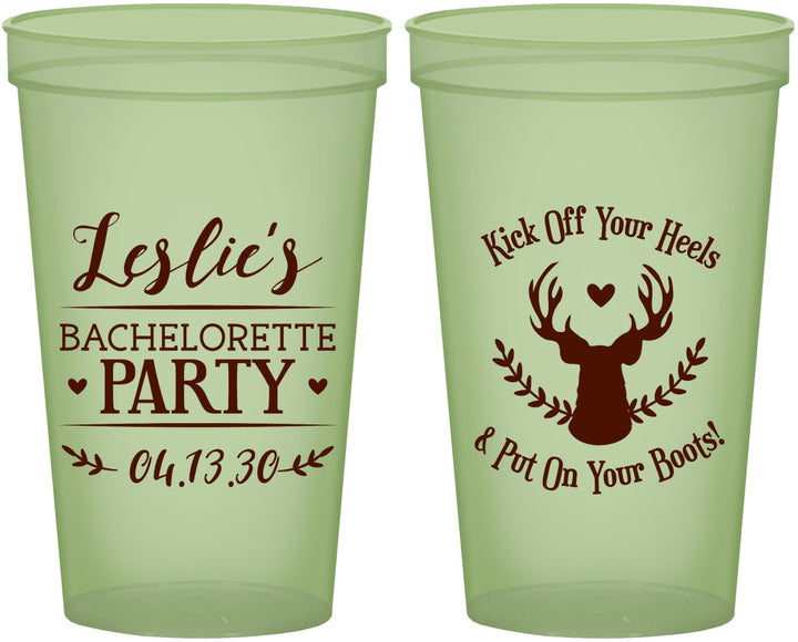 Custom Bachelorette 22 oz Glow In The Dark Cups - Deer Heels Boots | 60102
