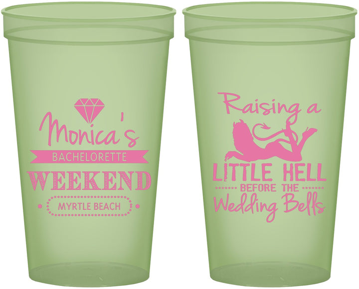 Custom Bachelorette 22 oz Glow In The Dark Cups - Raising A Little Hell | 60103