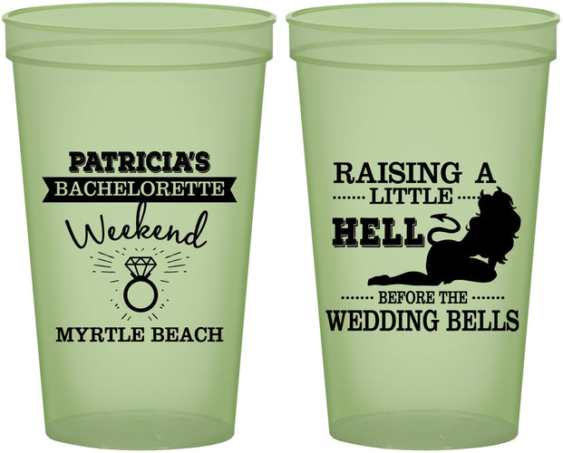 Custom Bachelorette 22 oz Glow In The Dark Cups - Raising A Little Hell | 60104