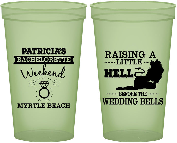 Custom Bachelorette 22 oz Glow In The Dark Cups - Raising A Little Hell | 60104