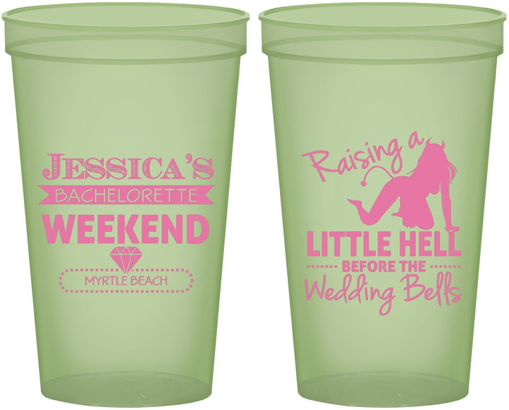 Custom Bachelorette 22 oz Glow In The Dark Cups - Raising A Little Hell | 60105