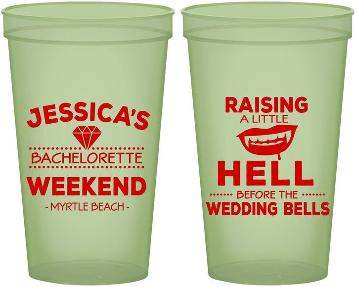 Custom Bachelorette 22 oz Glow In The Dark Cups - Raising A Little Hell | 60106