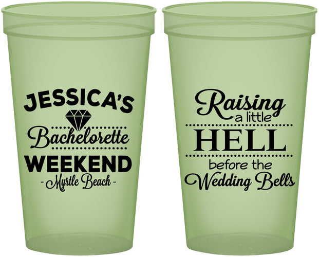 Custom Bachelorette 22 oz Glow In The Dark Cups - Raising A Little Hell | 60107