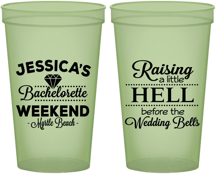 Custom Bachelorette 22 oz Glow In The Dark Cups - Raising A Little Hell | 60107