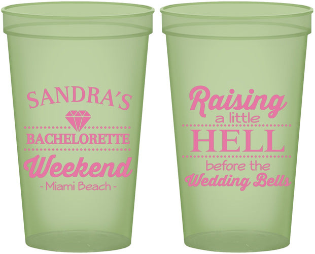 Custom Bachelorette 22 oz Glow In The Dark Cups - Raising A Little Hell | 60108