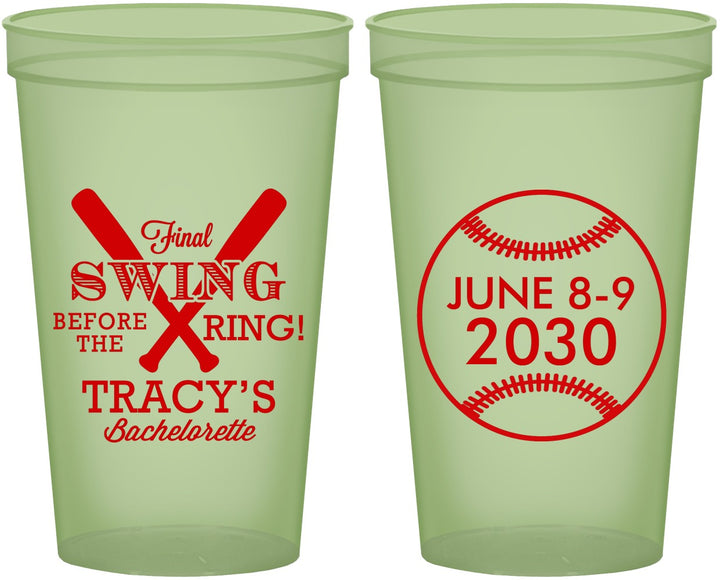 Custom Bachelorette 22 oz Glow In The Dark Cups - Final Swing Before Ring | 60109