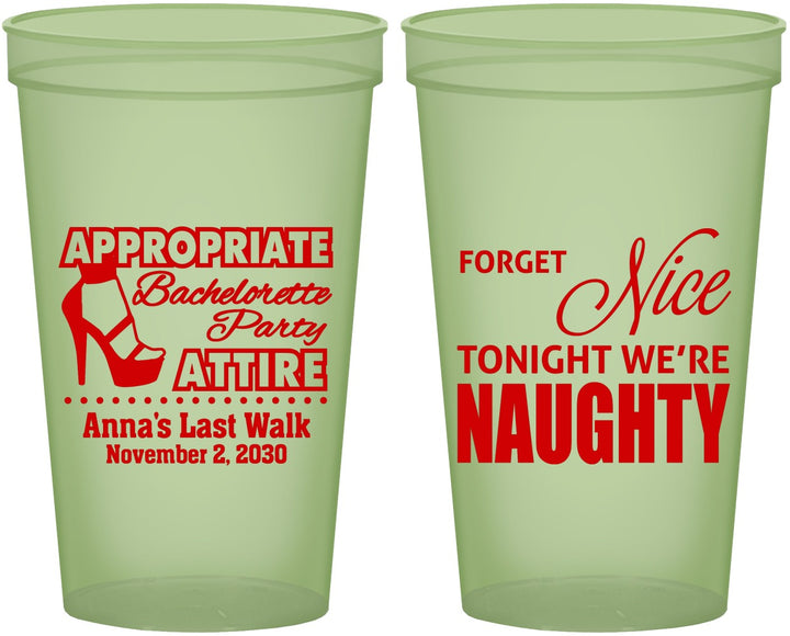 Custom Bachelorette 22 oz Glow In The Dark Cups - Nice Tonight Naughty | 60112