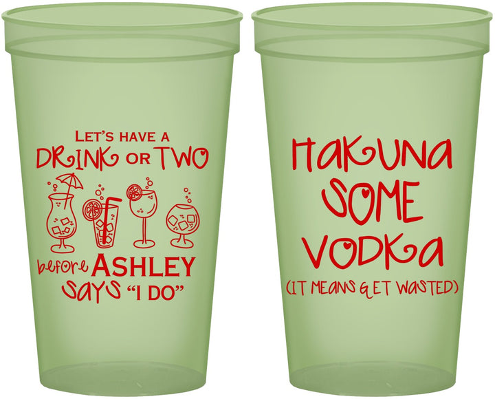 Custom Bachelorette 22 oz Glow In The Dark Cups - Lets Get Wasted | 60119
