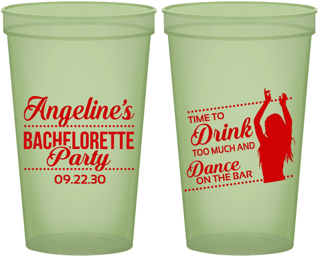 Custom Bachelorette 22 oz Glow In The Dark Cups - Drink Dance On Bar | 60122
