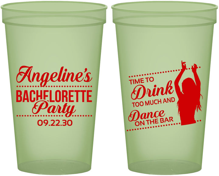Custom Bachelorette 22 oz Glow In The Dark Cups - Drink Dance On Bar | 60122