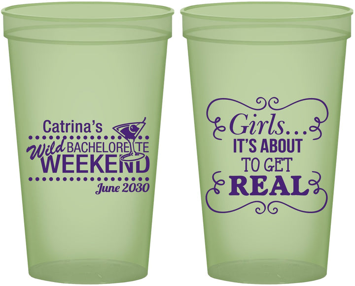 Custom Bachelorette 22 oz Glow In The Dark Cups - About To Get Real | 60123