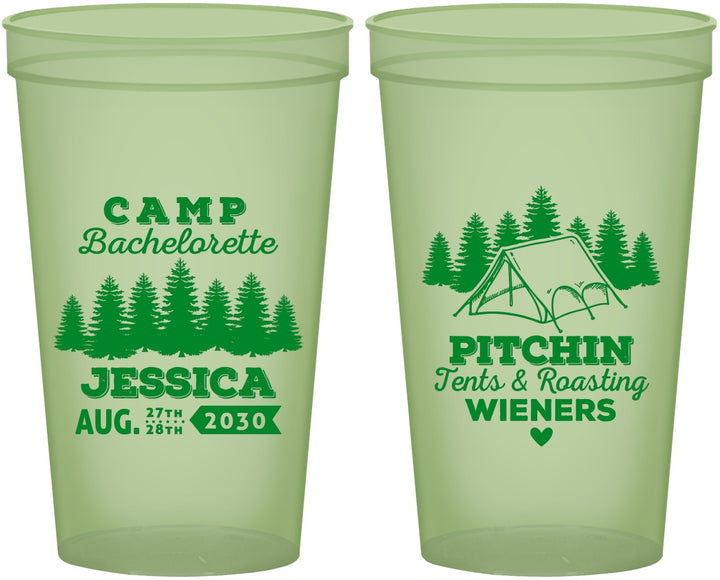 Custom Bachelorette 22 oz Glow In The Dark Cups - Camping | 60124
