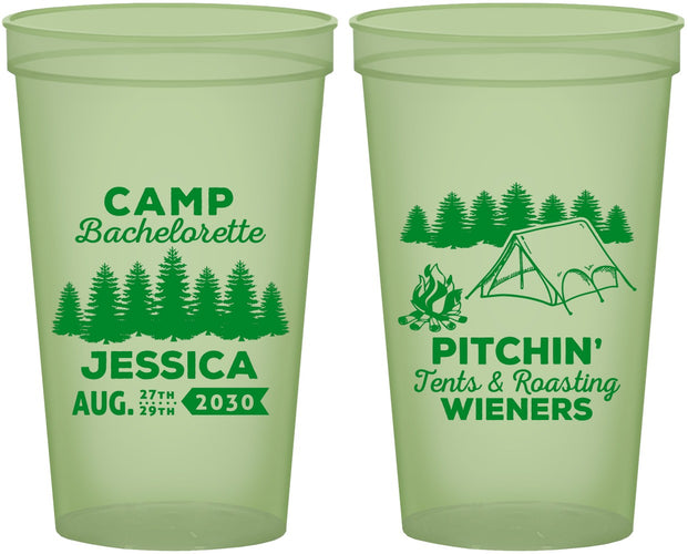 Custom Bachelorette 22 oz Glow In The Dark Cups - Camping | 60125