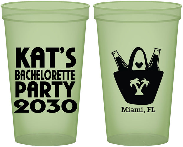 Custom Bachelorette 22 oz Glow In The Dark Cups - Beach | 60126