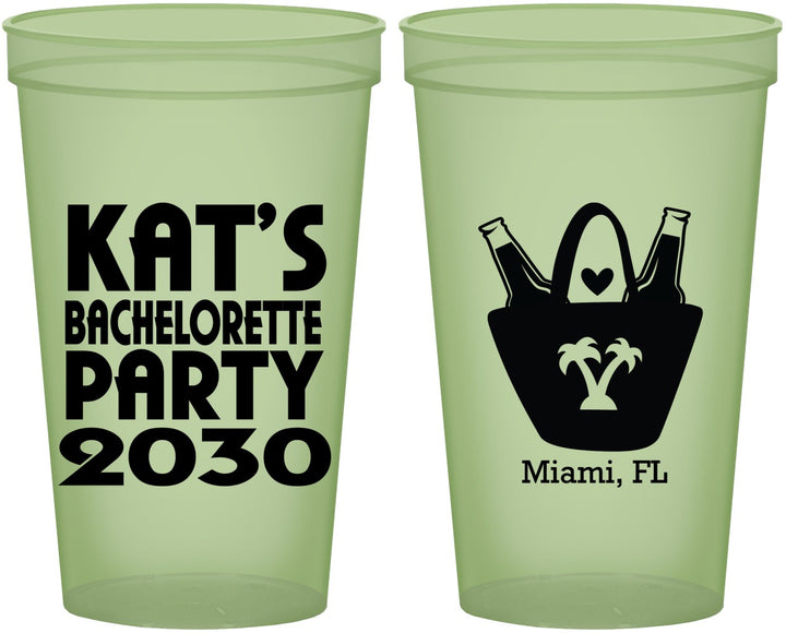 Custom Bachelorette 22 oz Glow In The Dark Cups - Beach | 60126
