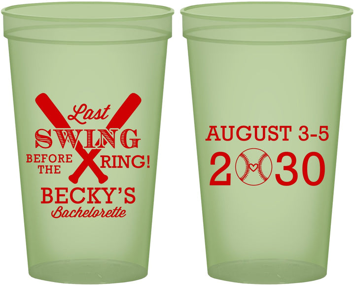 Custom Bachelorette 22 oz Glow In The Dark Cups - Last Swing Before Ring | 60127