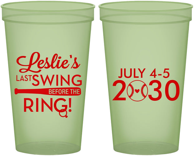 Custom Bachelorette 22 oz Glow In The Dark Cups - Last Swing Before Ring | 60128