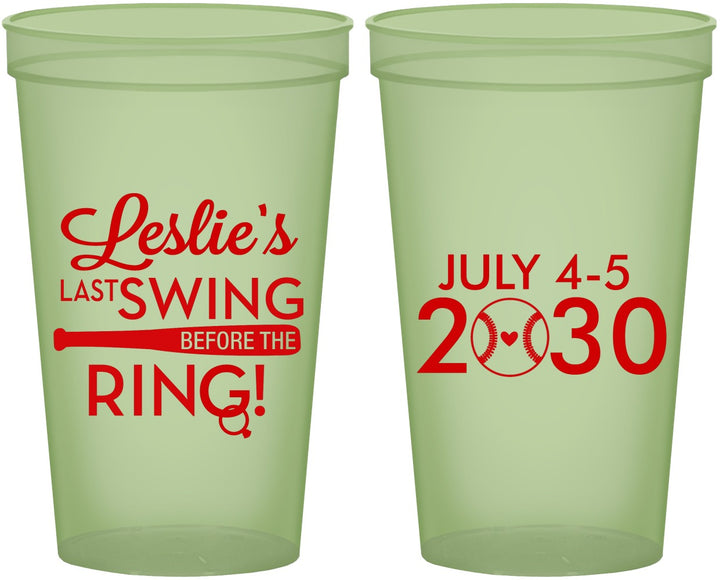 Custom Bachelorette 22 oz Glow In The Dark Cups - Last Swing Before Ring | 60128