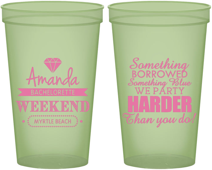 Custom Bachelorette 22 oz Glow In The Dark Cups - Something Borrowed | 60131