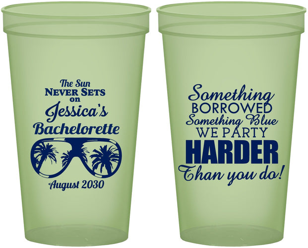 Custom Bachelorette 22 oz Glow In The Dark Cups - Something Borrowed | 60132