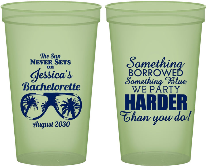 Custom Bachelorette 22 oz Glow In The Dark Cups - Something Borrowed | 60132
