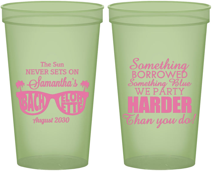Custom Bachelorette 22 oz Glow In The Dark Cups - Something Borrowed | 60133