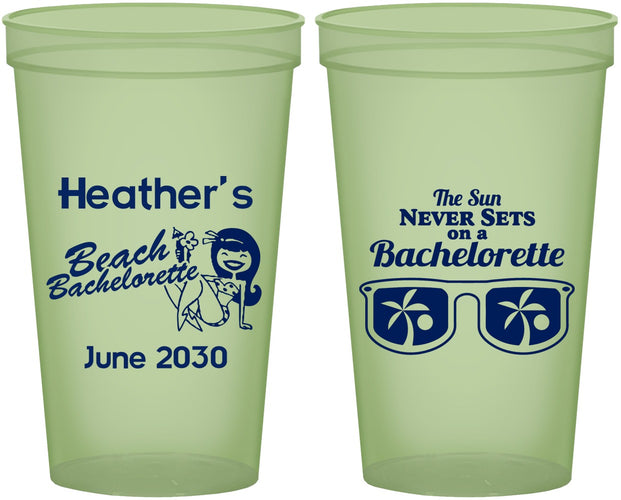 Custom Bachelorette 22 oz Glow In The Dark Cups - Beach | 60135