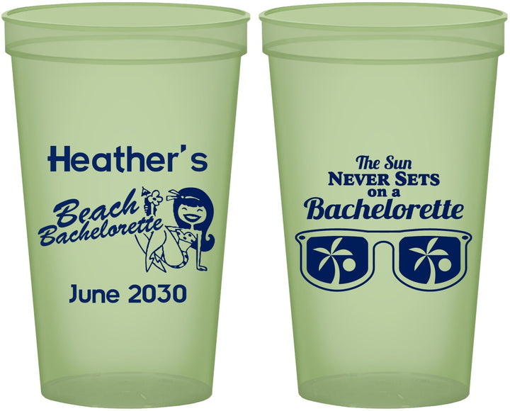 Custom Bachelorette 22 oz Glow In The Dark Cups - Beach | 60135