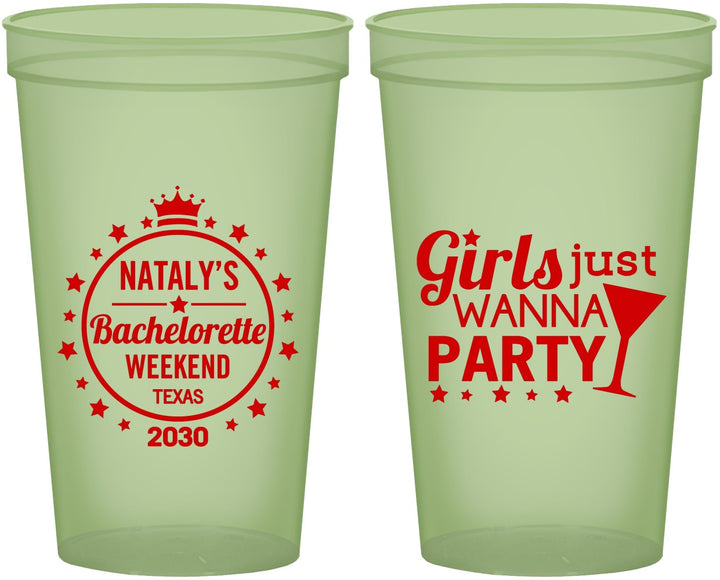 Custom Bachelorette 22 oz Glow In The Dark Cups - Girls Just Wanna Party | 60139