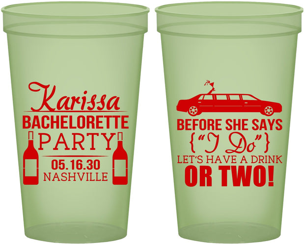 Custom Bachelorette 22 oz Glow In The Dark Cups - Before She Says I Do | 60142