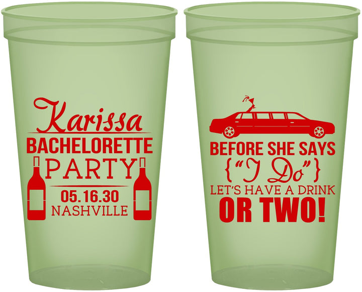 Custom Bachelorette 22 oz Glow In The Dark Cups - Before She Says I Do | 60142