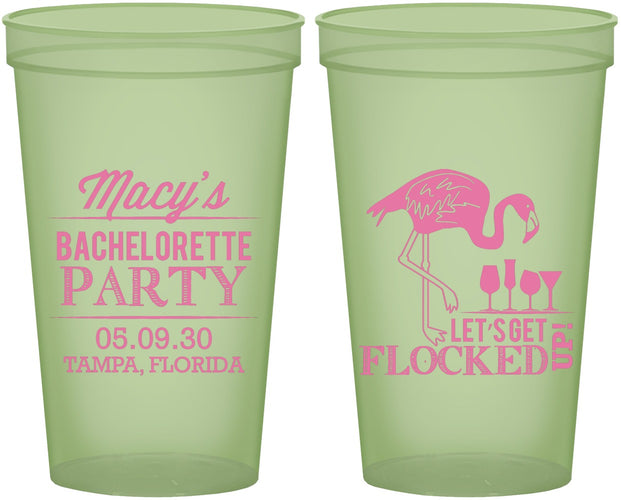 Custom Bachelorette 22 oz Glow In The Dark Cups - Lets Get Flocked Up | 60143