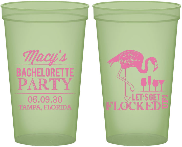 Custom Bachelorette 22 oz Glow In The Dark Cups - Lets Get Flocked Up | 60143