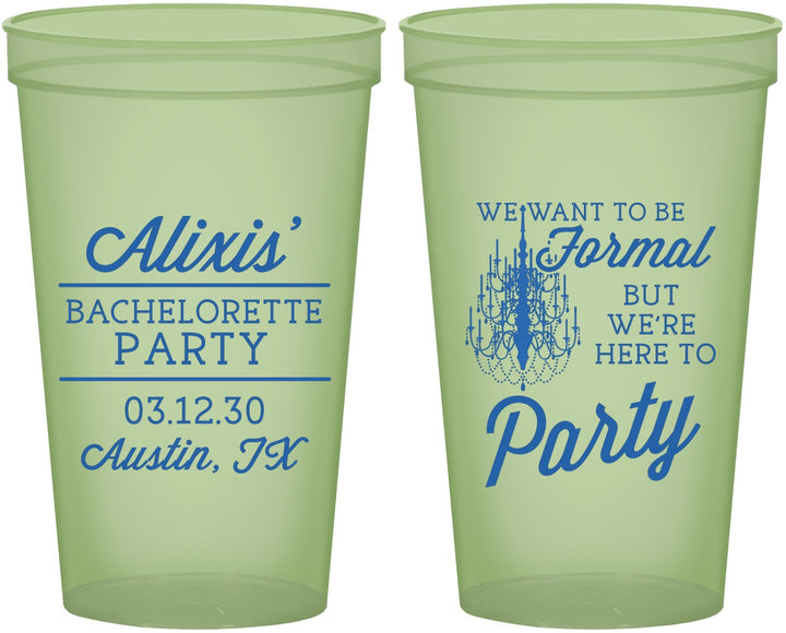 Custom Bachelorette 22 oz Glow In The Dark Cups - Formal Party | 60145