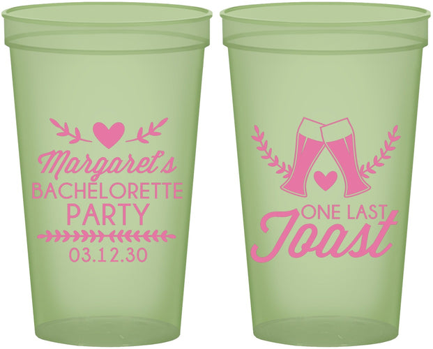 Custom Bachelorette 22 oz Glow In The Dark Cups - One Last Toast | 60147