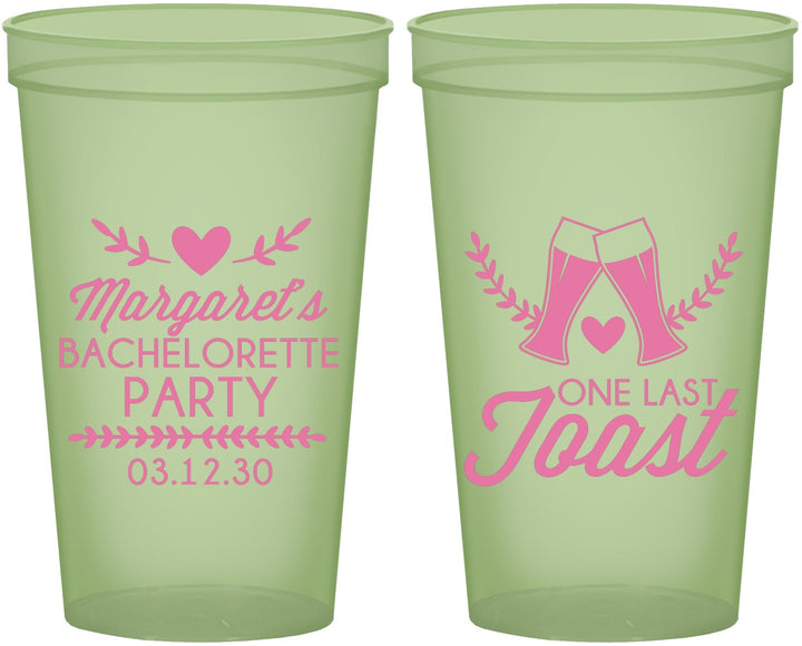 Custom Bachelorette 22 oz Glow In The Dark Cups - One Last Toast | 60147