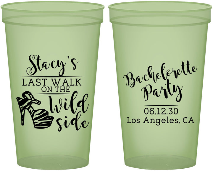 Custom Bachelorette 22 oz Glow In The Dark Cups - Last Walk Wild Side | 60148