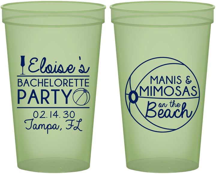 Custom Bachelorette 22 oz Glow In The Dark Cups - Manis Mimosas | 60149