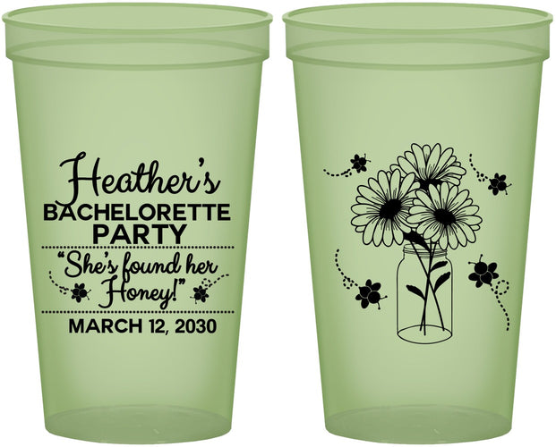 Custom Bachelorette 22 oz Glow In The Dark Cups - She Found Her Honey | 60150