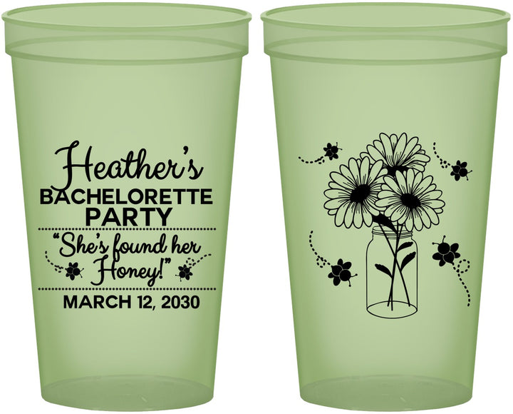 Custom Bachelorette 22 oz Glow In The Dark Cups - She Found Her Honey | 60150