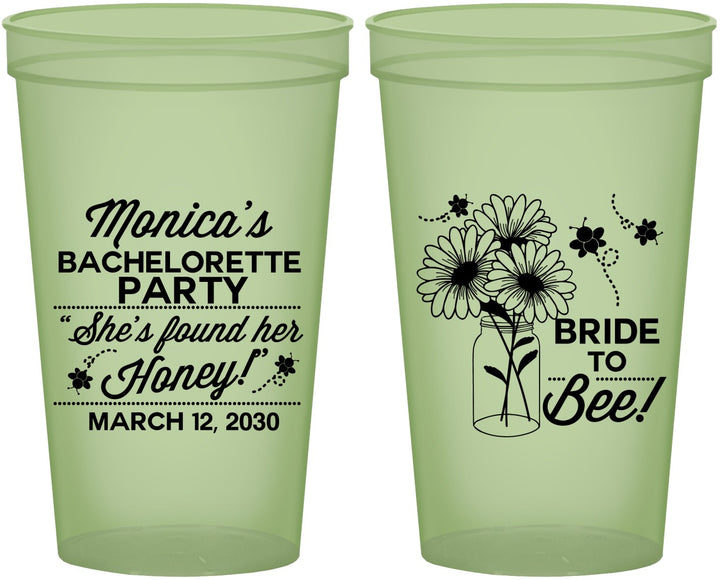 Custom Bachelorette 22 oz Glow In The Dark Cups - Bride To Bee | 60152