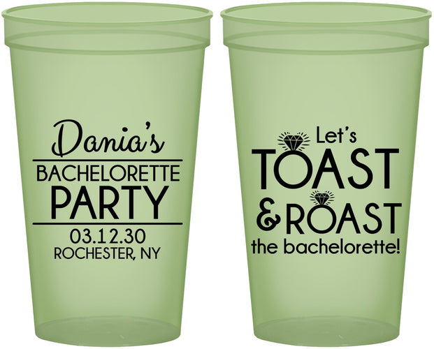 Custom Bachelorette 22 oz Glow In The Dark Cups - Toast And Roast | 60153