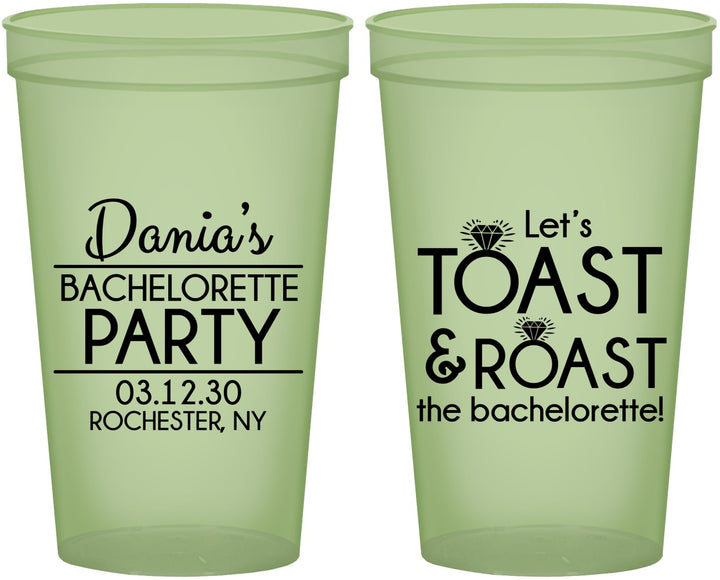 Custom Bachelorette 22 oz Glow In The Dark Cups - Toast And Roast | 60153