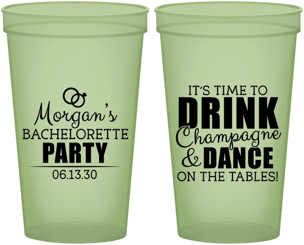 Custom Bachelorette 22 oz Glow In The Dark Cups - Drink Champagne Dance | 60154