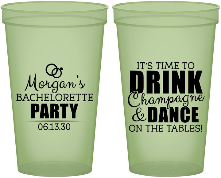 Custom Bachelorette 22 oz Glow In The Dark Cups - Drink Champagne Dance | 60154