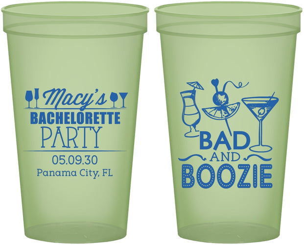 Custom Bachelorette 22 oz Glow In The Dark Cups - Bad And Boozie | 60155