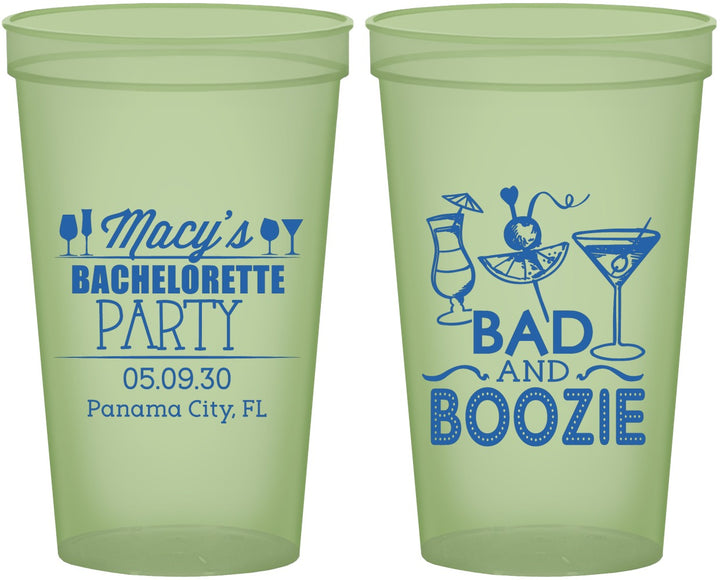 Custom Bachelorette 22 oz Glow In The Dark Cups - Bad And Boozie | 60155
