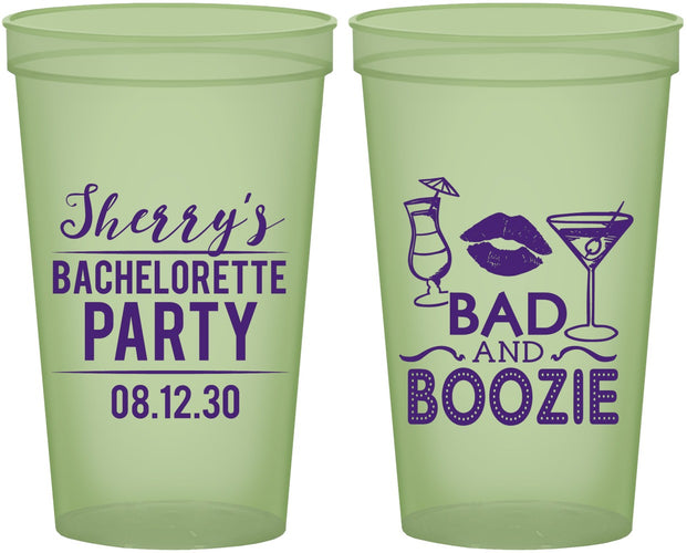 Custom Bachelorette 22 oz Glow In The Dark Cups - Bad And Boozie | 60156